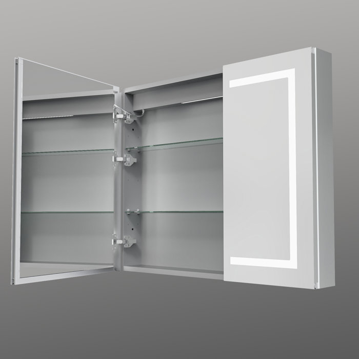 Orren Ellis 36 X 30 Inch Recessed or Surface Mount Frameless 2 Door